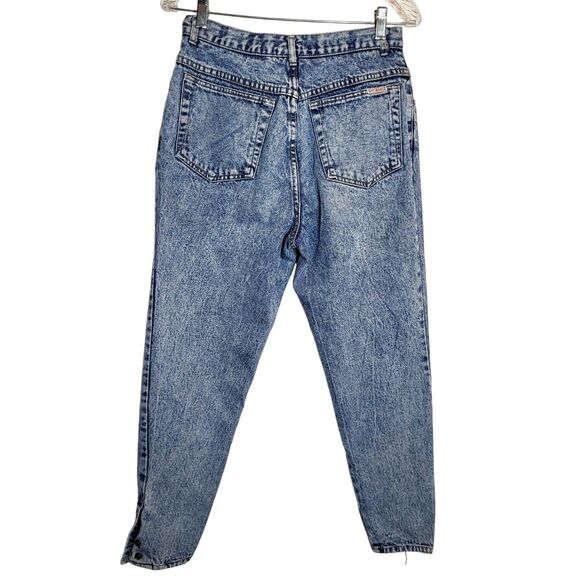 Retro Vintage Womens Totti Acid Wash Snap Ankle Hi Waist Mom Jeans 80S - Picture 4 of 12